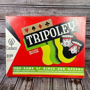 Vintage 1962 TRIPOLEY Deluxe Edition Card Game Mat Chips Cadaco USA No. 111